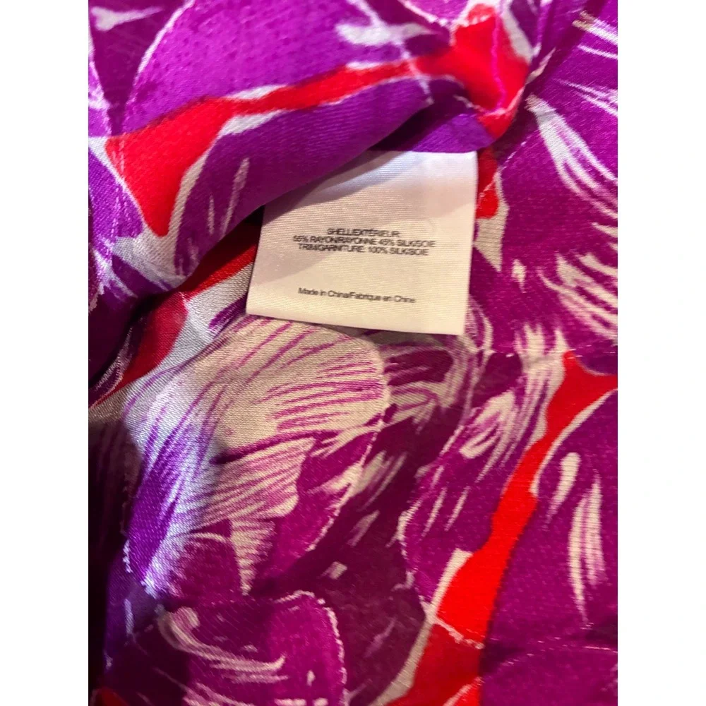Tory Burch Floral‎ Bell Sleeve Tassel Tie Neck Bohemian Habanero Tunic Size 6